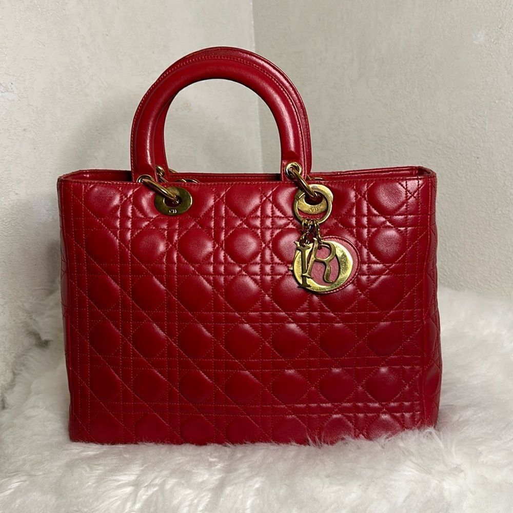 💯Authentic CHRISTIAN DIOR
Lambskin Cannage Large Lady Dior🍀 - Picture 1 of 17